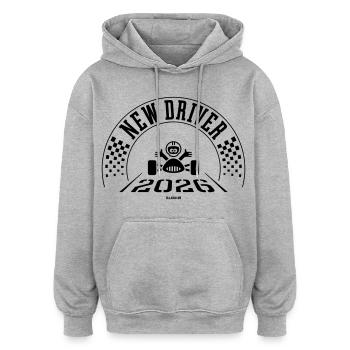 New Driver 2026 (Driving Licence / Black) - Oversized Unisex Hoodie - heather grey - Front - Noah (186cm)