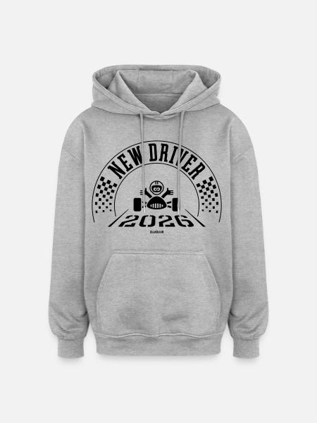 New Driver 2026 (Driving Licence / Black) - Oversized Unisex Hoodie - heather grey