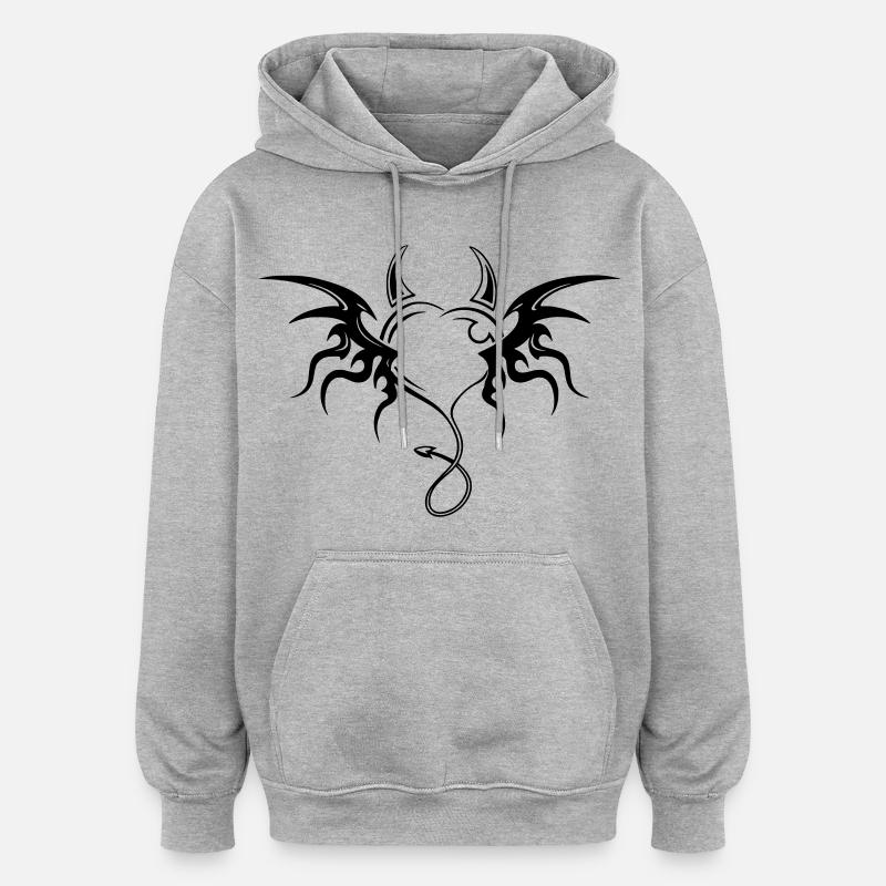 coeur de diable  - Sweat à capuche oversize unisexe - gris chiné