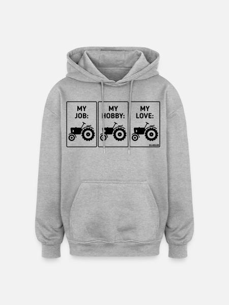 My Job – My Hobby – My Love (Tractor Bauer / B) - Oversized Unisex Hoodie - heather grey