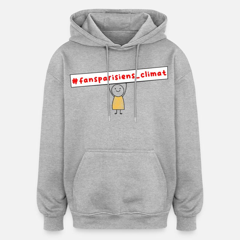 #fansparisiens_climat  - Sweat à capuche oversize unisexe - gris chiné