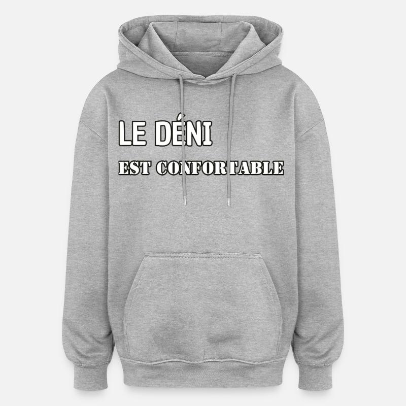 Verleugnung ist bequem. - Oversized Unisex Hoodie - Grau meliert