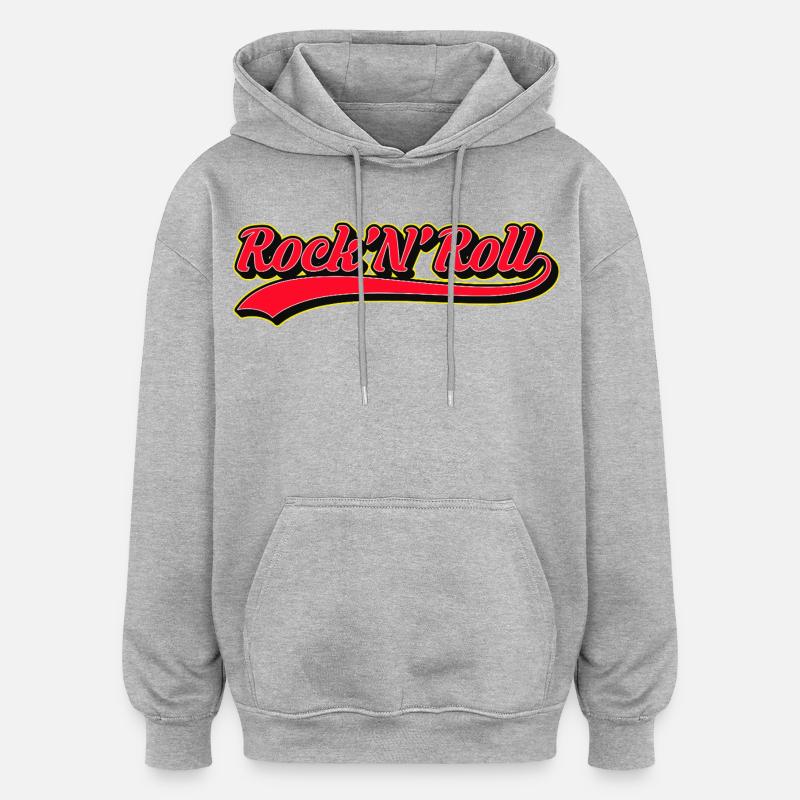 Rock 'N' Roll Retro Script Logo - Oversized Unisex Hoodie - Grau meliert