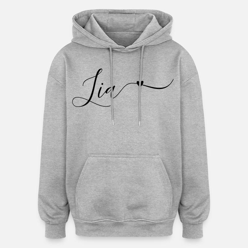 Lia Prénom Décoratif - Sweat à capuche oversize unisexe - gris chiné