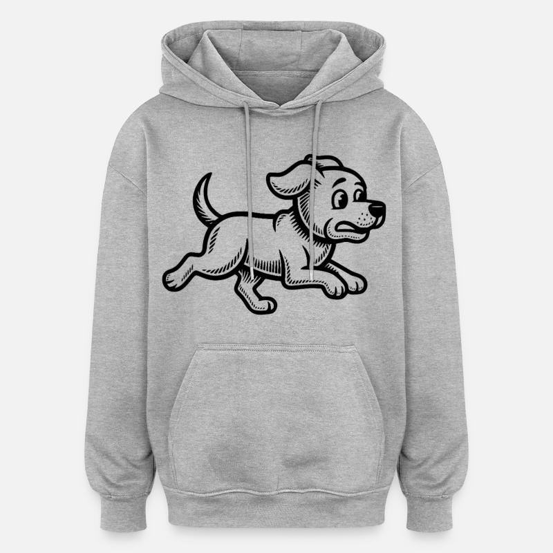 Promenade de chiot en course - Sweat à capuche oversize unisexe - gris chiné