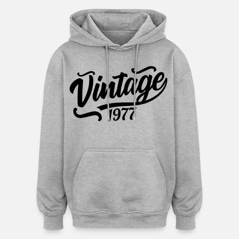 1977 Né en 1977, 56e anniversaire - Sweat à capuche oversize unisexe - gris chiné