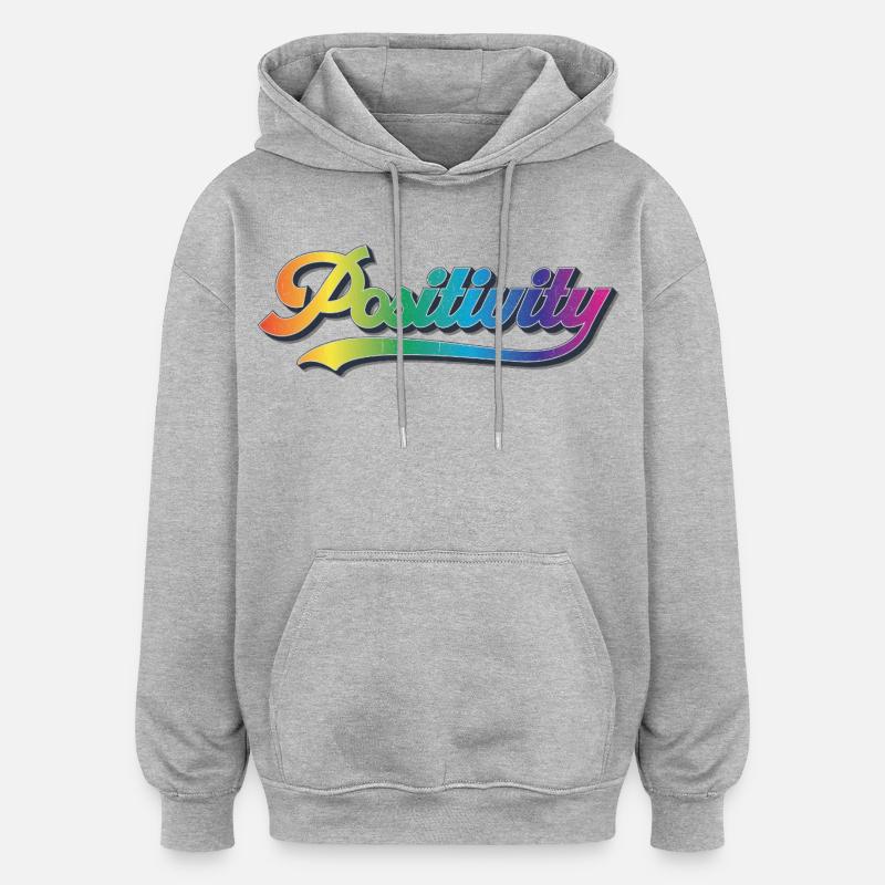 Positivité - Sweat à capuche oversize unisexe - gris chiné