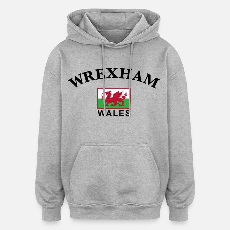 Wrexham, Pays de Galles - Sweat à capuche oversize unisexe - gris chiné