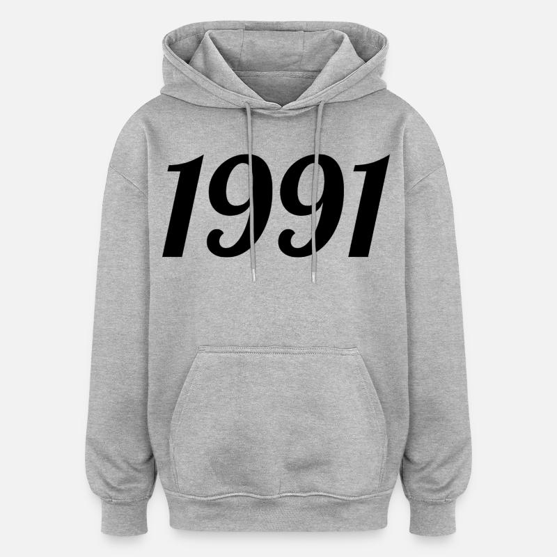 1991 - Sweat à capuche oversize unisexe - gris chiné