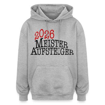 Meister und Aufsteiger 2026  - Oversized Unisex Hoodie - Grau meliert - Vorne - Noah (186cm)