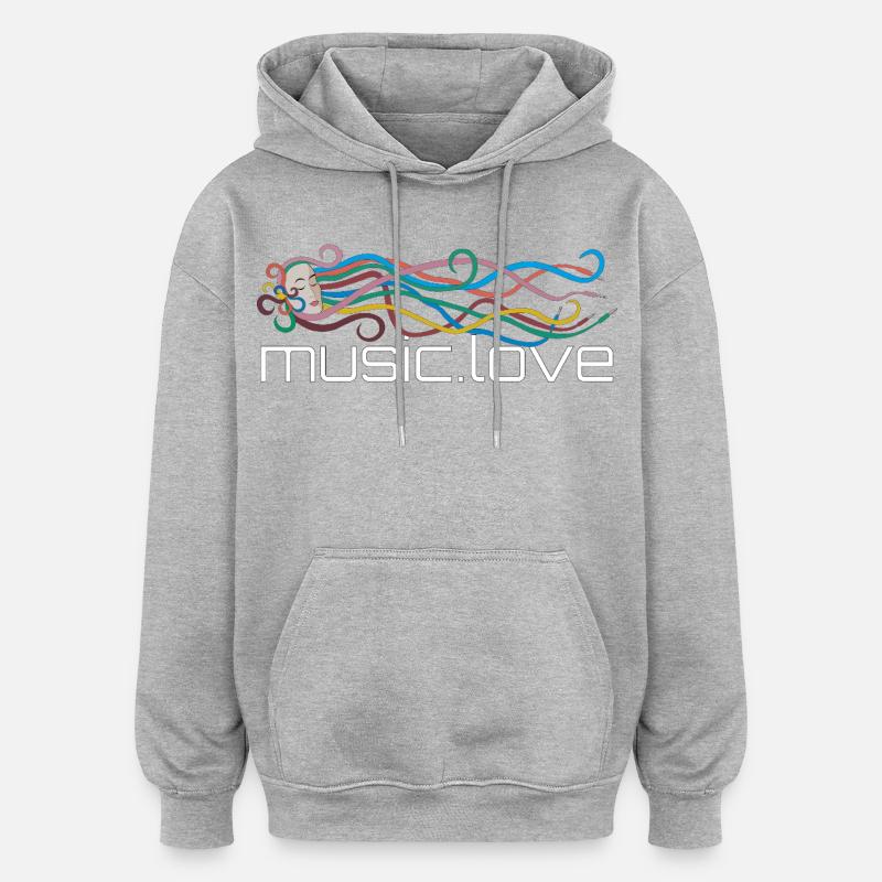 La musique diffuse musique.love - Sweat à capuche oversize unisexe - gris chiné