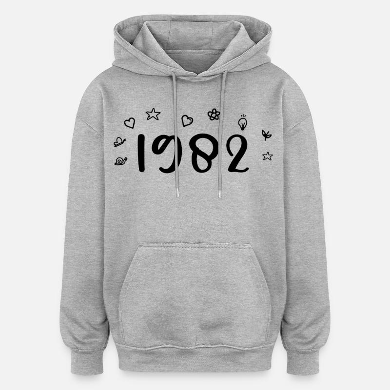 1982 Anniversaire 1982 Retro 1982 - Sweat à capuche oversize unisexe - gris chiné
