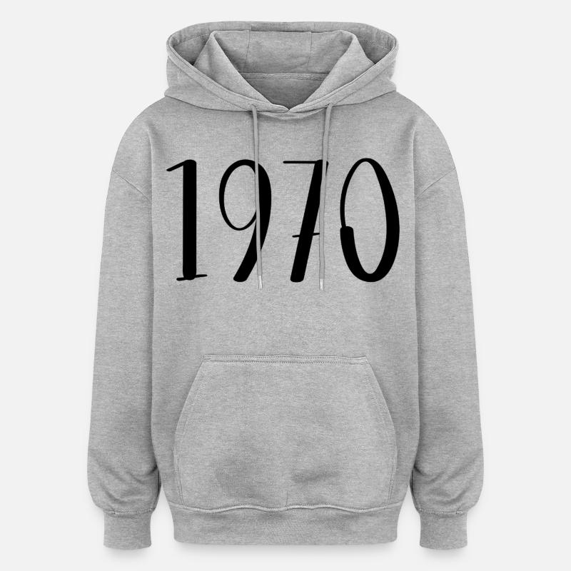1970 - Sweat à capuche oversize unisexe - gris chiné