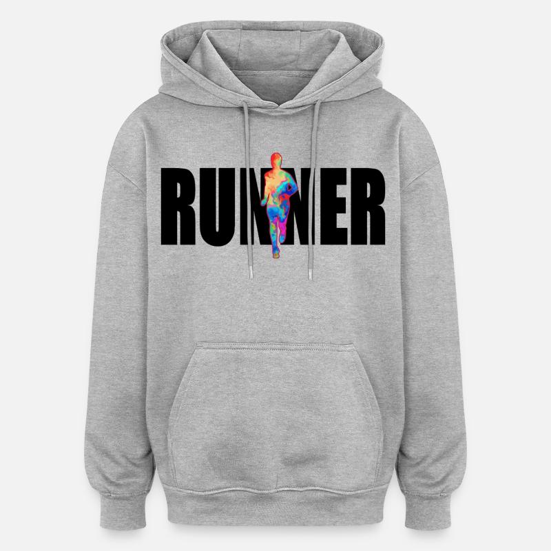 Coureur - Sweat à capuche oversize unisexe - gris chiné