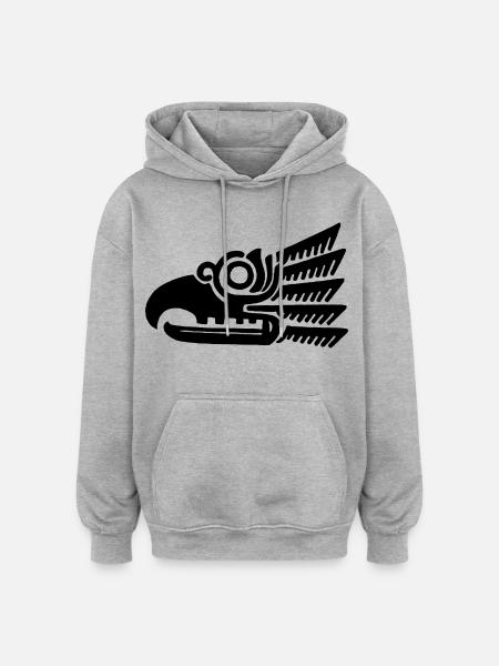 Schwarzer Vogelkopf - Oversized Unisex Hoodie - Grau meliert