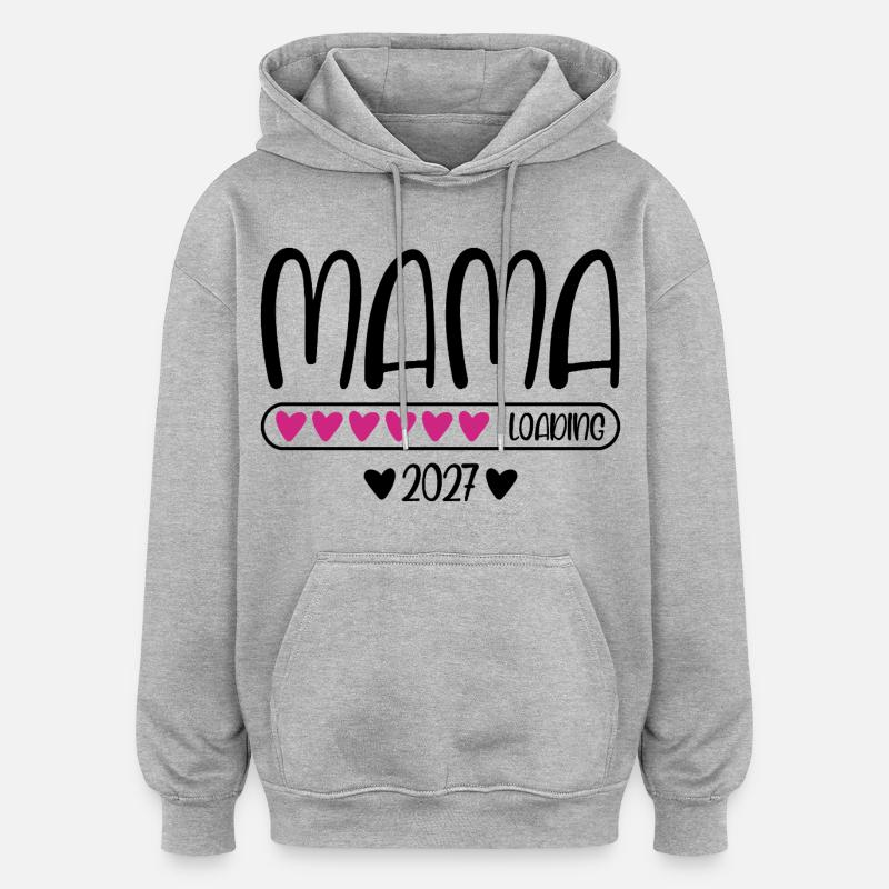 Mama 2027 loading mit Herzchen Ladebalken - Oversized Unisex Hoodie - Grau meliert