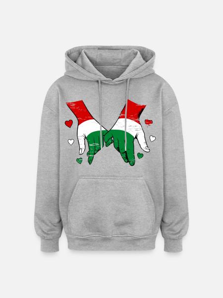 Hungary flag holding hands used - Oversized Unisex Hoodie - heather grey