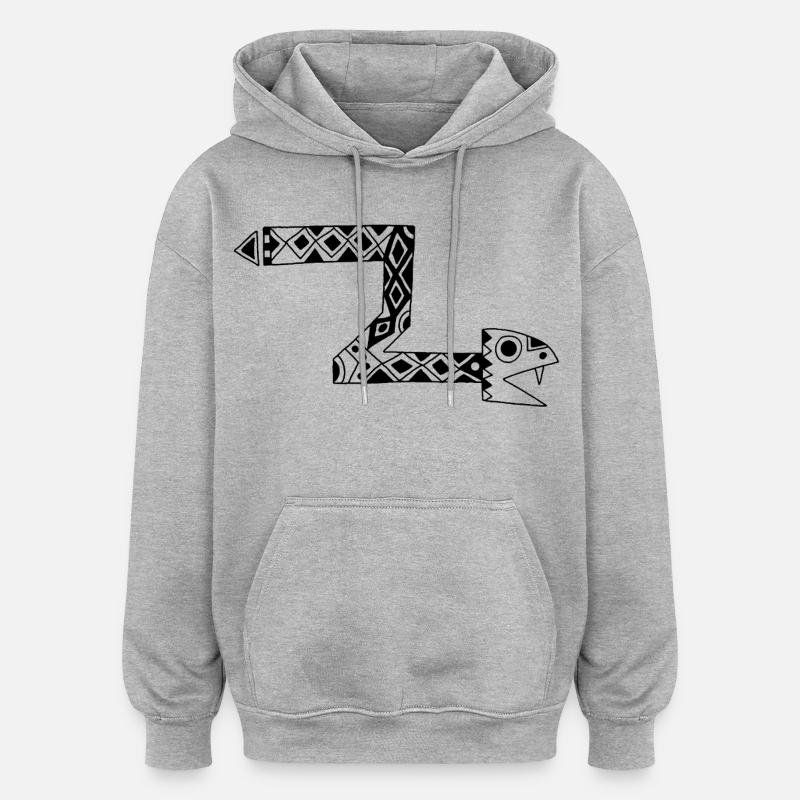 Serpent totem noir - Sweat à capuche oversize unisexe - gris chiné