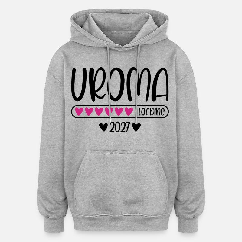 Uroma 2027 loading mit Herzchen Ladebalken - Oversized Unisex Hoodie - Grau meliert