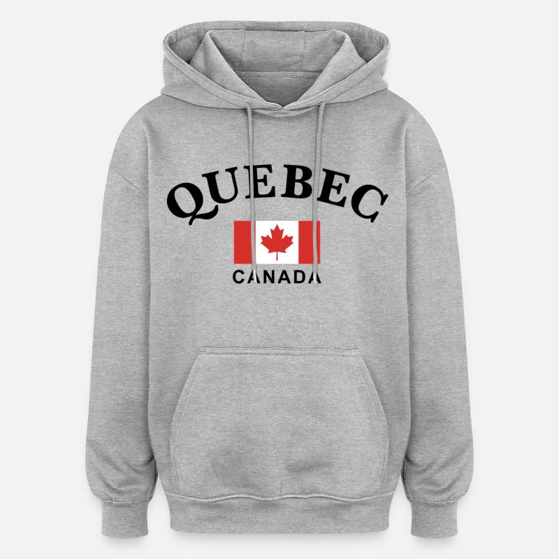 Québec, Canada - Sweat à capuche oversize unisexe - gris chiné