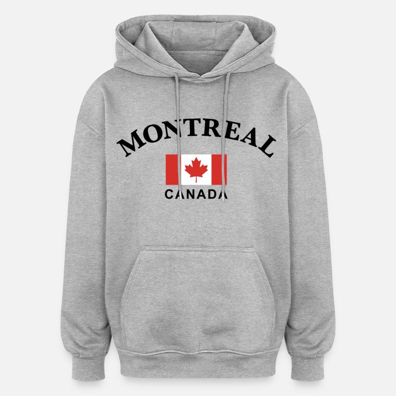 Montréal, Canada - Sweat à capuche oversize unisexe - gris chiné