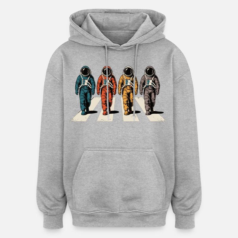 Astronaut Zebra Stripe Retro Space Astronaut - Oversized Unisex Hoodie - heather grey