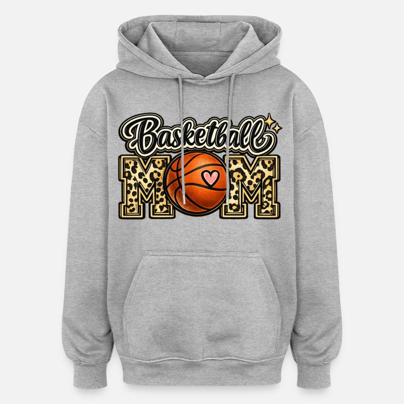 Fête des mères Basket Maman Léopard - Sweat à capuche oversize unisexe - gris chiné