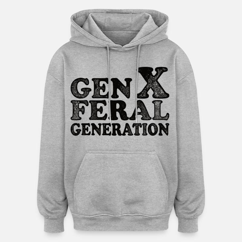 Génération Féroce Vintage Génération X - Sweat à capuche oversize unisexe - gris chiné