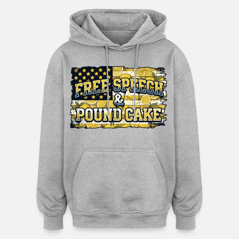 Gâteau au citron Free Speech - Sweat à capuche oversize unisexe - gris chiné