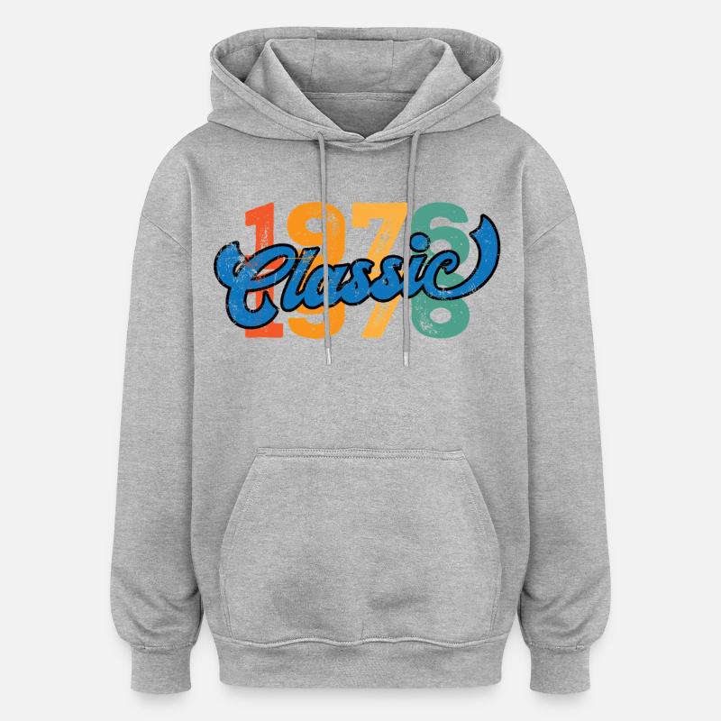 Annata 1976 - Felpa con cappuccio unisex oversize - grigio melange