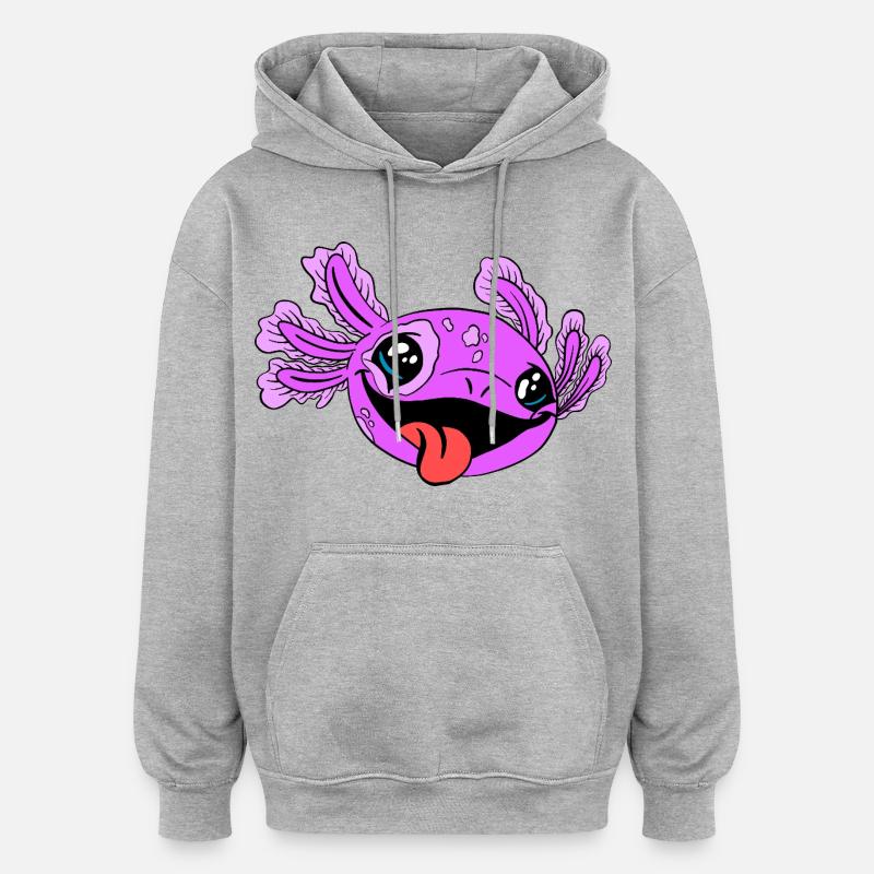 Axolotl coquin à la langue - Sweat à capuche oversize unisexe - gris chiné