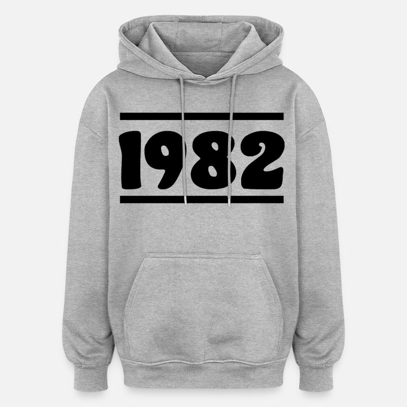 1982 anniversaire 1982 - Sweat à capuche oversize unisexe - gris chiné