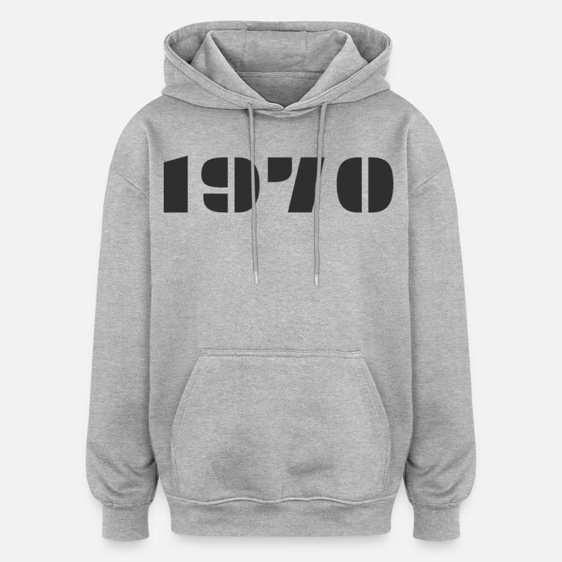 1970 - Sweat à capuche oversize unisexe - gris chiné