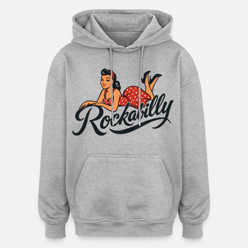 Pin-up Rockabilly en jupon Rock’n’Roll - Sweat à capuche oversize unisexe - gris chiné