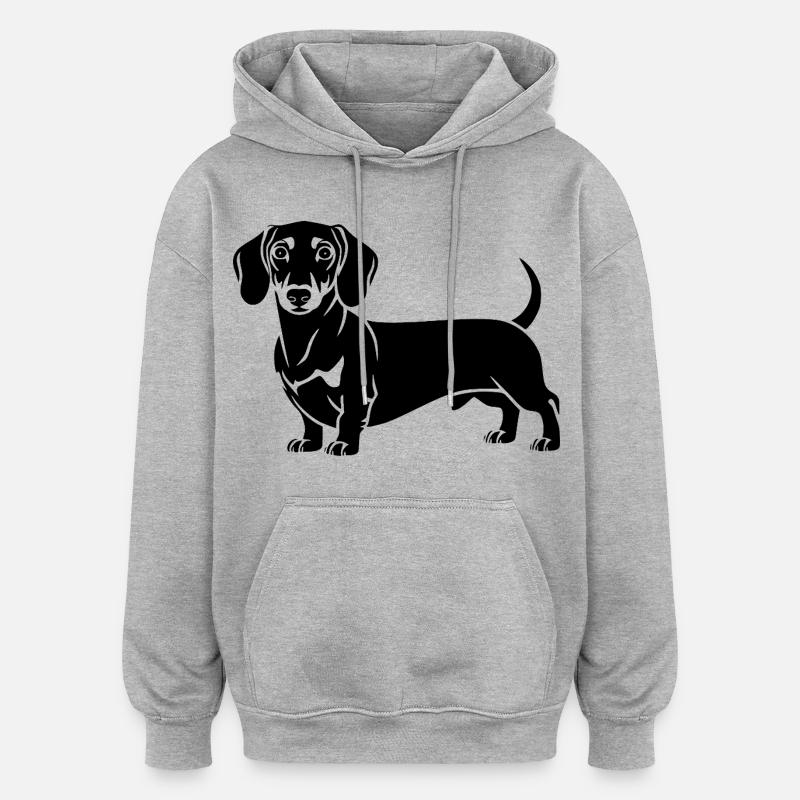 Dackel - Oversized Unisex Hoodie - Grau meliert