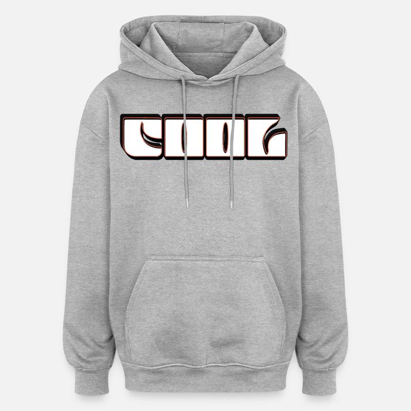 Contour néon rétro COOL - Sweat à capuche oversize unisexe - gris chiné
