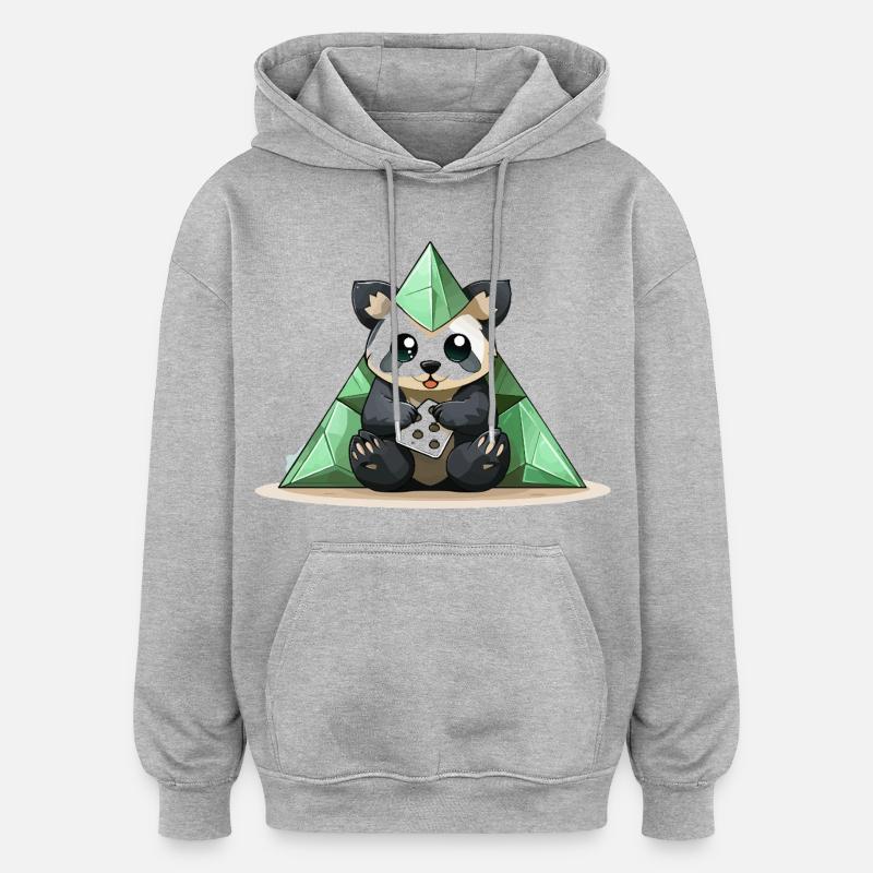 Pyramide de Cristal de Panda - Sweat à capuche oversize unisexe - gris chiné