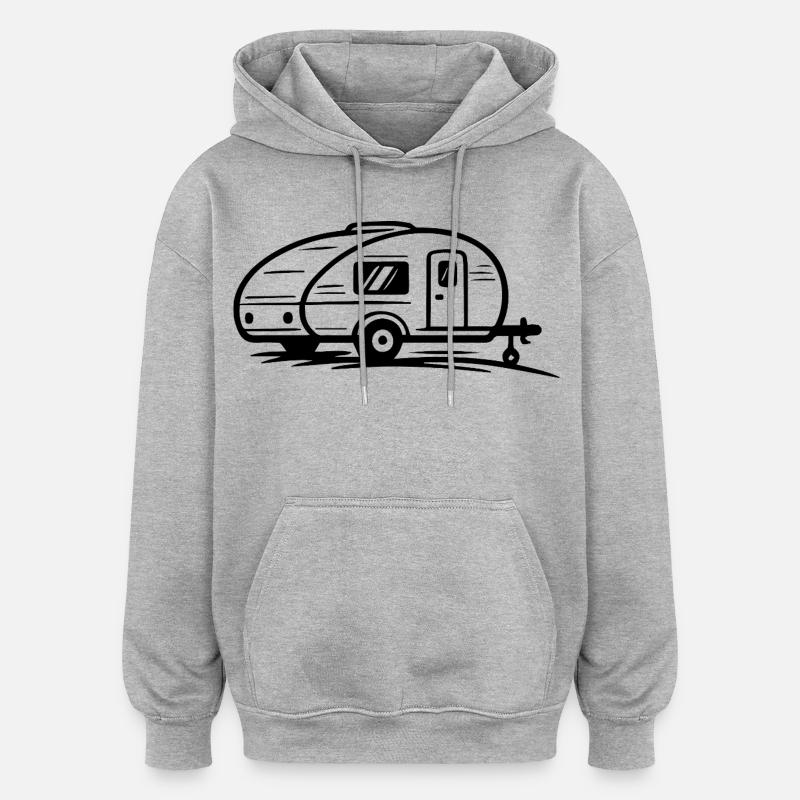 Remorque de camping - Sweat à capuche oversize unisexe - gris chiné