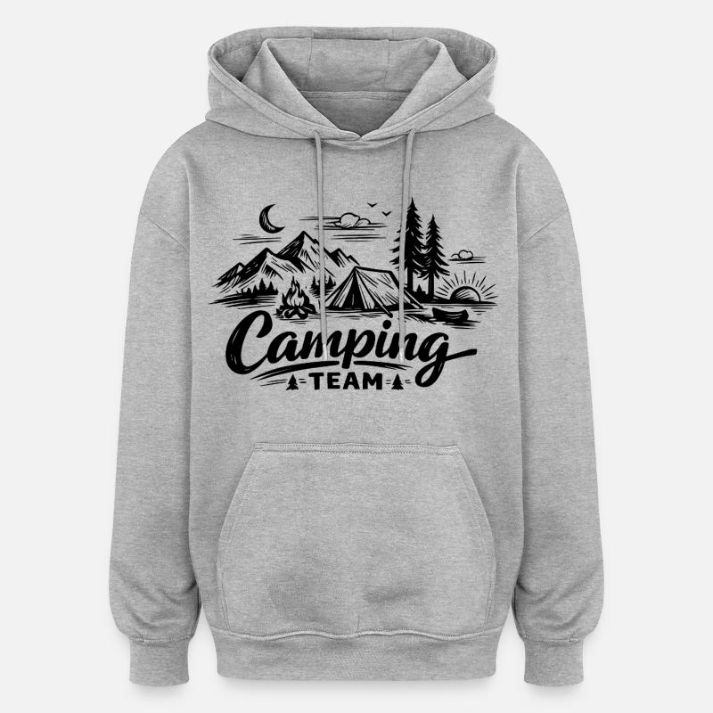Tente d’équipe de camping - Sweat à capuche oversize unisexe - gris chiné