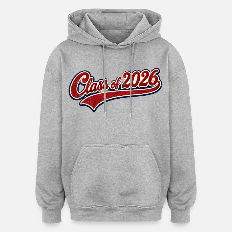 Class 2026 Retro Script - Oversized Unisex Hoodie - heather grey