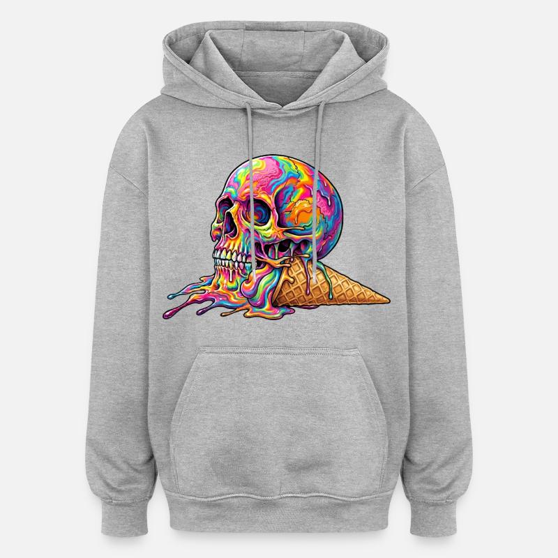 Cream Skull - Sweat à capuche oversize unisexe - gris chiné
