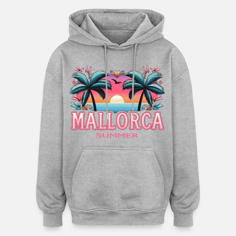 Majorque - Sweat à capuche oversize unisexe - gris chiné