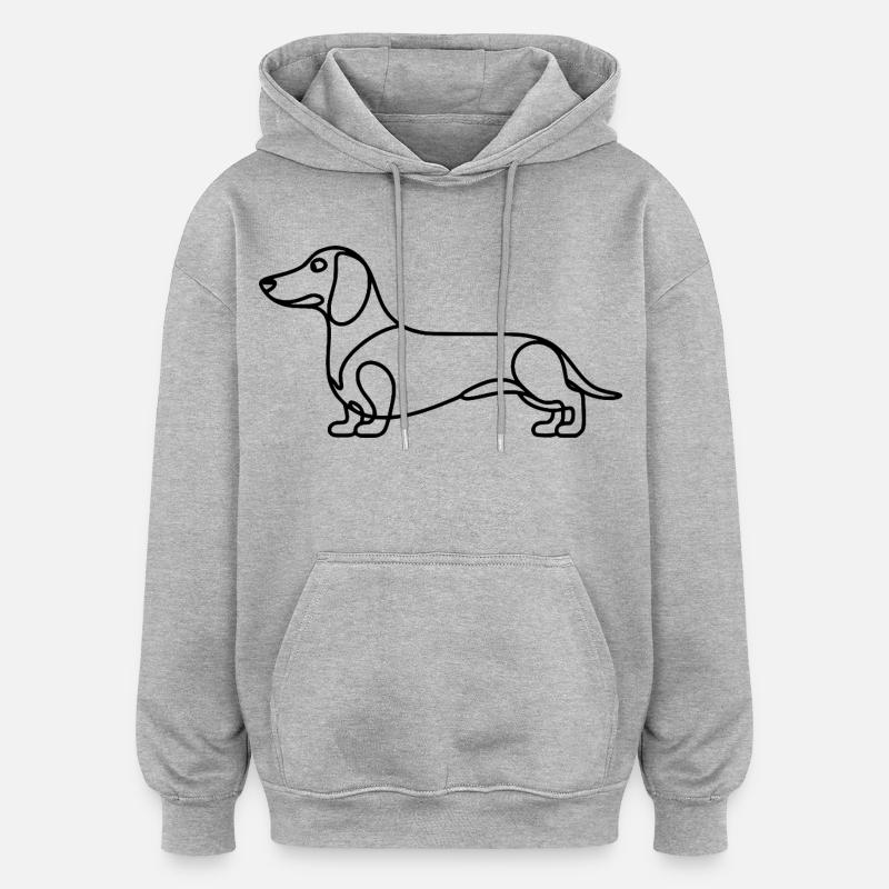 Dackel Lineart - Oversized Unisex Hoodie - Grau meliert