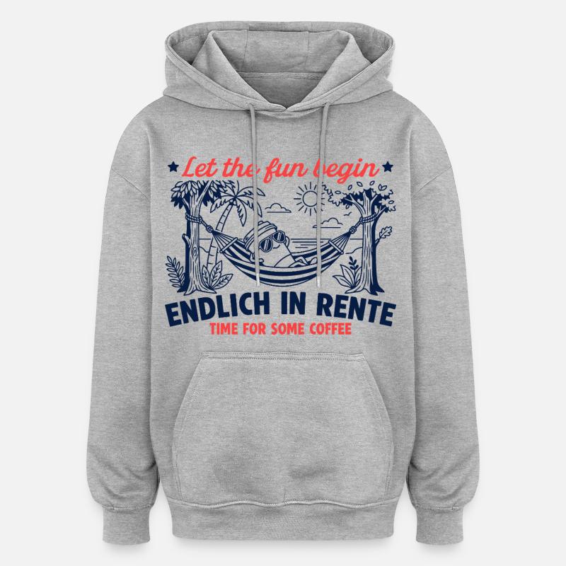 Endlich in Rente Retro Kaffee - Oversized Unisex Hoodie - Grau meliert