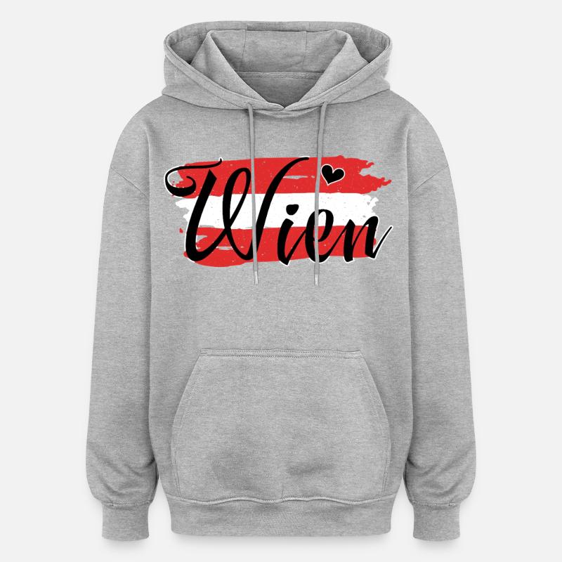Drapeau Autriche Vienne - Sweat à capuche oversize unisexe - gris chiné
