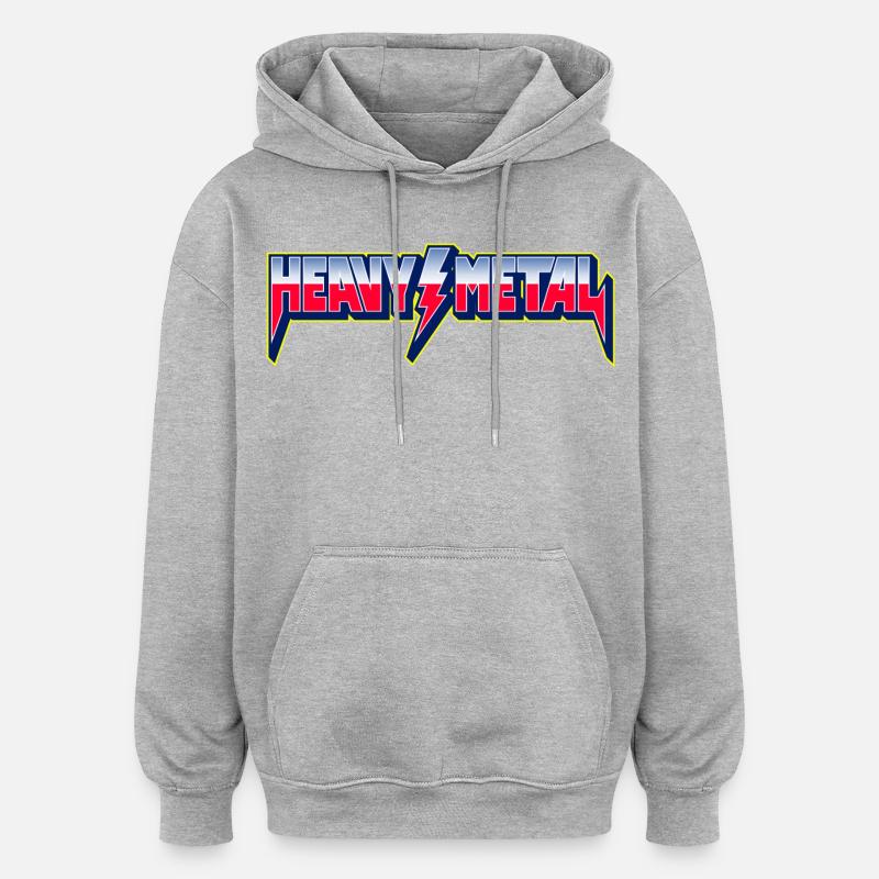 Heavy Metal 3D-Logo mit Blitz - Oversized Unisex Hoodie - Grau meliert