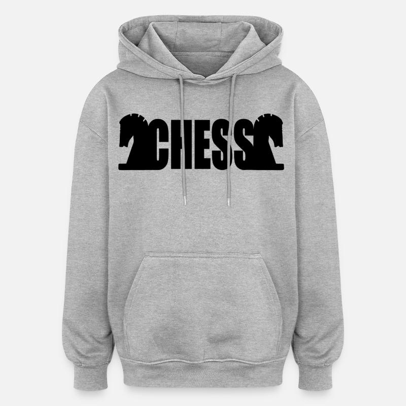 Échecs - Sweat à capuche oversize unisexe - gris chiné