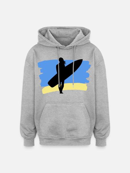 Beach Vibes – Surfer Girl - Oversized Unisex Hoodie - heather grey