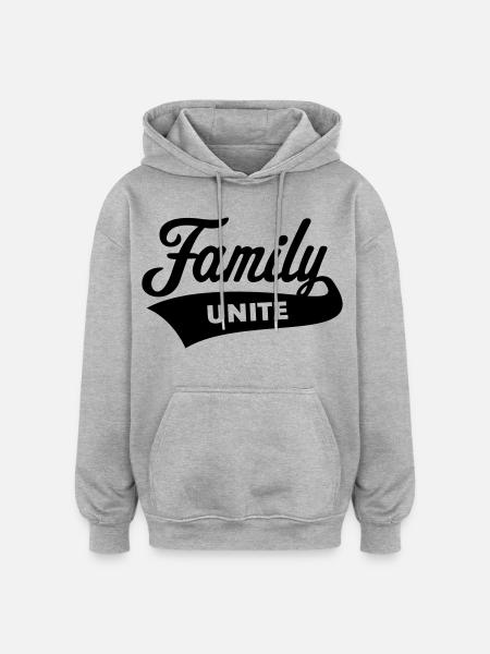 Famille unie (Équipe / Équipe / Noir) - Sweat à capuche oversize unisexe - gris chiné