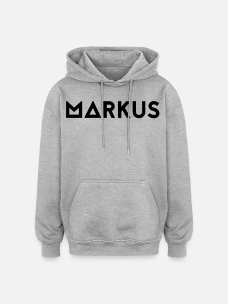 Prénom Markus - Sweat à capuche oversize unisexe - gris chiné
